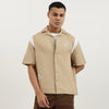 Men Oversized Fit Resort Collar Typography Oversize Varsity Shirt