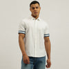 Relaxed Fit Spread Collar Textured Oxford Tape Detail Shirt