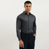 Men Slim Fit Semi-Cutaway Solid Satin Stretch Shirt