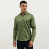 Men Slim Fit Semi-Cutaway Solid Satin Stretch Shirt