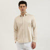 Men Slim Fit Spread Collar Solid Giza Cotton Shirt