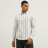 Men Regular Fit Spread Collar Striped Crepe Dobby Shirt