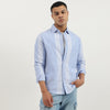 Men Regular Fit Spread Collar Vertical Stripes Oxford Shirt