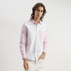 Men Regular Fit Spread Collar Striped Oxford Cut And Sew Shirt