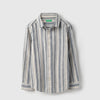 Boys Regular Fit Spread Collar Striped Dobby Shirt