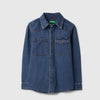 Boys Regular Fit Spread Collar Solid Double Pocket Denim Shirt