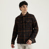 Men Regular Fit Spread Collar Checkered Polar Shacket