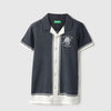 Boys Regular Fit Resort Collar Colorblock Tennis Shirt