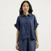 Women Shirt Collar Solid Top