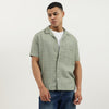 Men Relaxed Fit Resort Collar Heathered Boucle Yarn Shirt