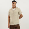 Men Relaxed Fit Resort Collar Heathered Boucle Yarn Shirt