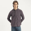 Men Regular Fit Spread Collar Printed Chenille Diamond Dobby Shirt