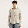 Men Regular Fit Spread Collar Textured Dobby Shirt