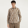 Men Regular Fit Spread Collar Geometrical Shirt