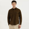 Men Regular Fit Spread Collar Textured Western Corduroy Shirt