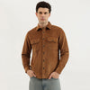 Men Regular Fit Spread Collar Textured Thick Wale Corduroy Shirt