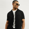 Men Relaxed Fit Resort Collar Waffle Knit Shirt