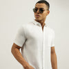 Men Relaxed Fit Spread Collar Textured Double Cloth Shirt