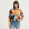 Women Spread Collar Abstract Shirt