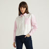 Women Spread Collar Striped Stylised Crop Shirt