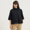 Women Spread Collar Embellished All Over Studs Poplin Shirt