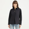 Women Spread Collar Solid Golden Trim Detail Poplin Shirt