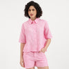 Women Spread Collar Embroidered Shirt