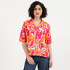 Women Resort Collar Abstract Shirt