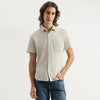 Men Relaxed Fit Spread Collar Textured Open Texture Pocket Knit Shirt