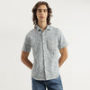 Men Relaxed Fit Spread Collar Textured Knit Shirt