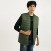 Men Regular Fit Stand Collar Solid Puffer Gilet