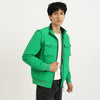 Men Regular Fit High Neck Solid Utility Wadded Jacket