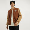 Men Regular Fit Stand Collar Color-Blocked Varsity Jacket