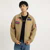 Men Regular Fit Spread Collar Applique Jacket