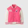 Girls Regular Fit Band Collar Embroidered Varsity Felt Jacket