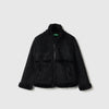 Girls Regular Fit Mock Neck Solid Suede Jacket