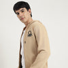 Men Regular Fit Hooded Neck Solid Icon Open Sweatshirt