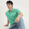 Men Regular Fit Polo Neck Solid Contrast Branded T-Shirt