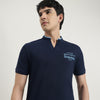 Men Regular Fit Mandarin Collar Solid Club Branded Polo T-Shirt