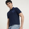 Men Regular Fit Polo Neck Solid Curve Branded T-Shirt
