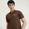 Men Regular Fit Polo Neck Solid Curve Branded T-Shirt