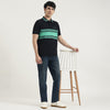 Men Relaxed Fit Polo Neck Striped Classic T-Shirt
