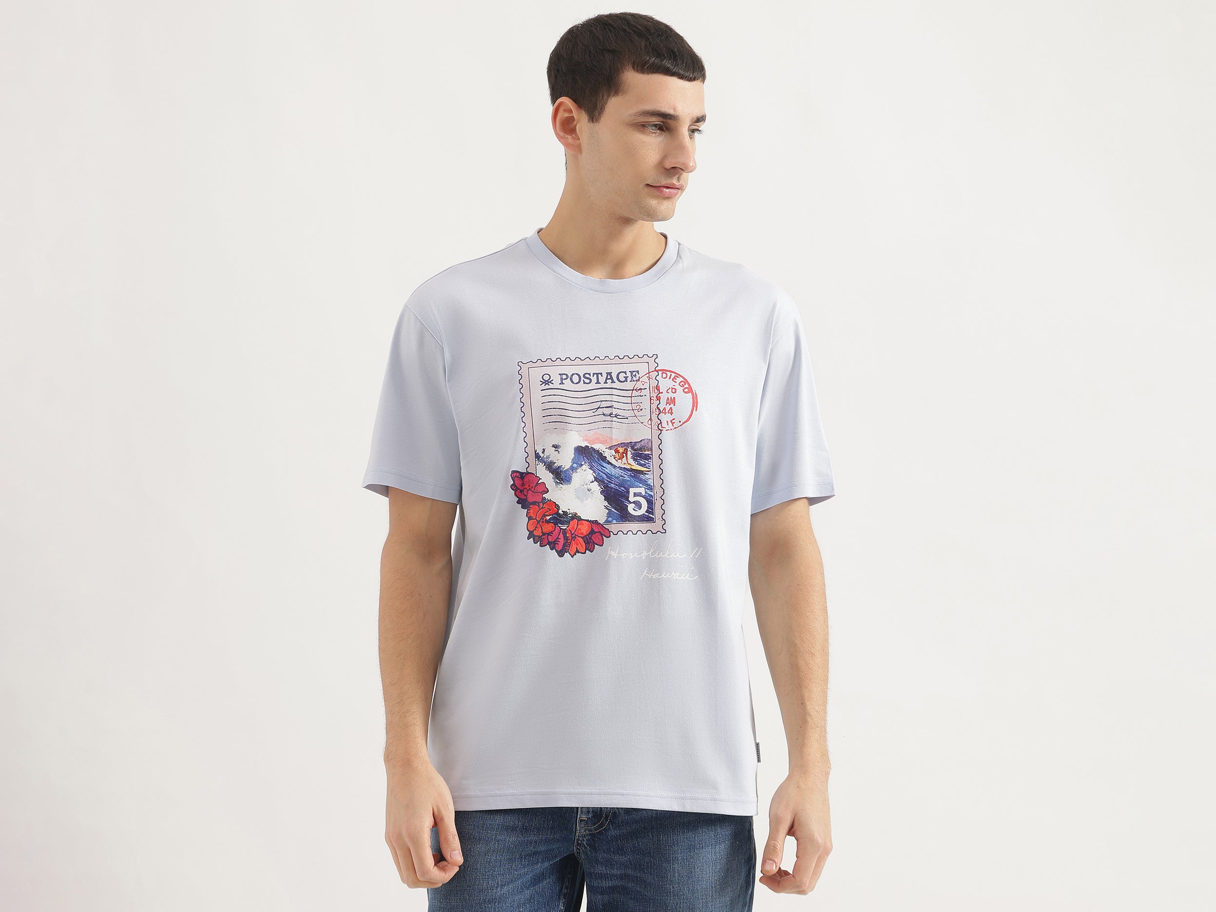 Boxy Fit Round Neck Printed T-Shirt