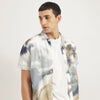 Men Relaxed Fit Spread Collar Abstract Shirt