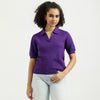 Johny Collar Textured Knitted Top