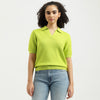 Johny Collar Textured Knitted Top