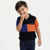 Regular Fit Polo Neck Color Block Sweater