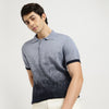 Relaxed Fit Polo Neck Ombre Knitted T-Shirt
