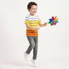 Regular Fit Round Neck Color Block Gradation Striper T-Shirt