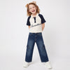 Cropped Fit Polo Neck Color Block Contrast Sleeve T-Shirt